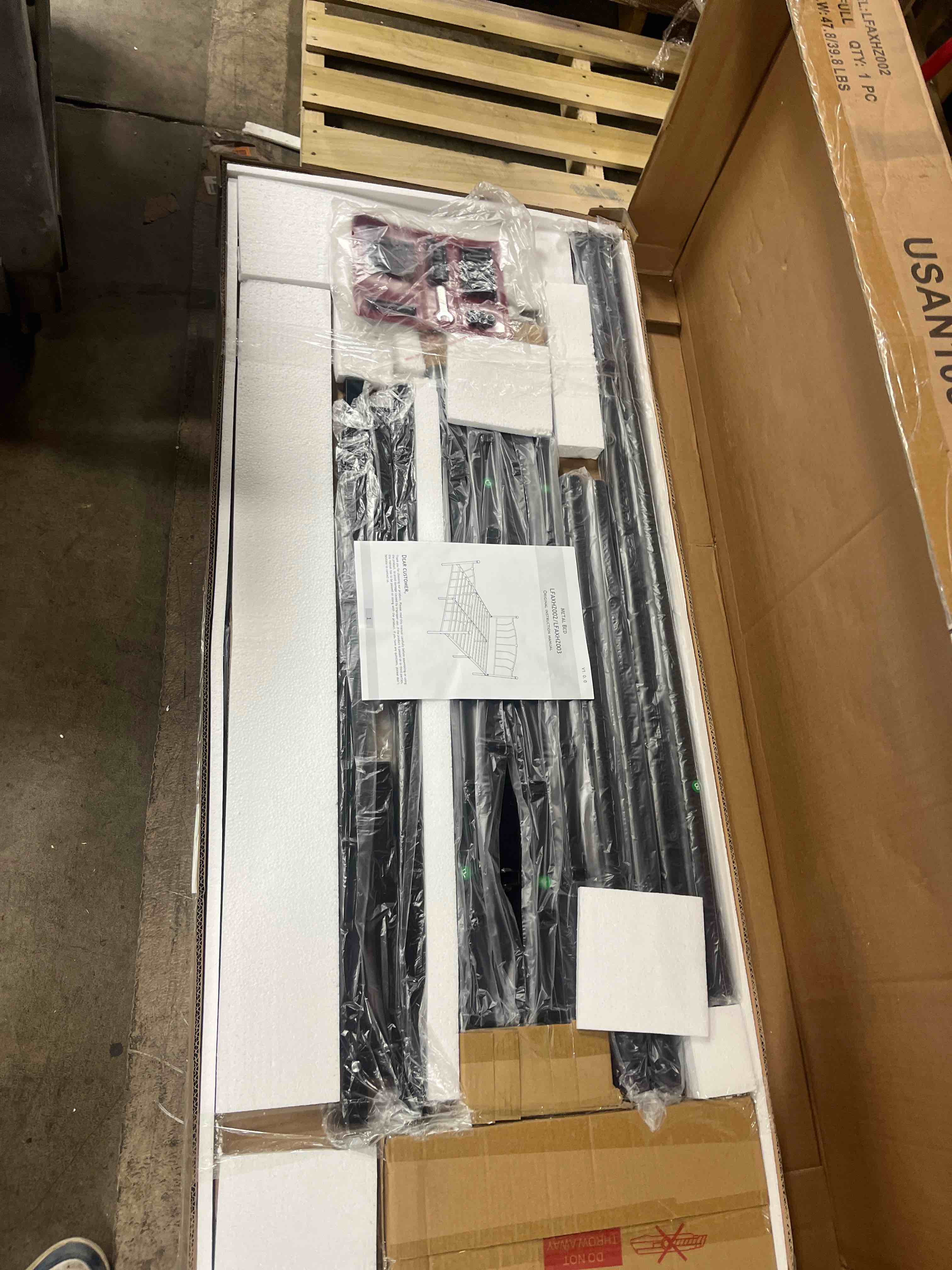 Condition photo showing New/Like New for sha cerlin 14 inch full size metal platform bed frame with heart shaped iron-art headboard/footboard, under bed storage, noise free mattress foundation, no box spring needed, easy assembly, black