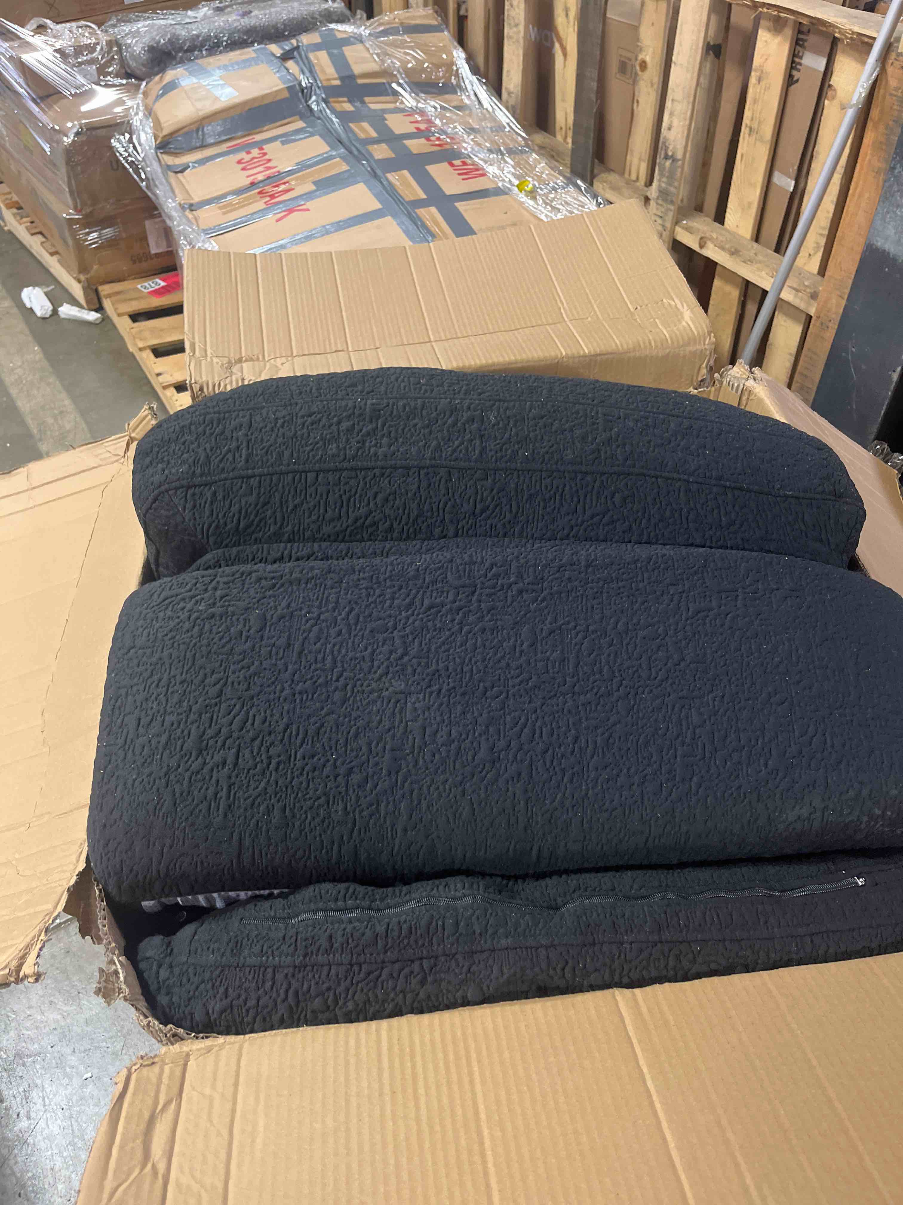 Condition photo showing Good Condition for modular sectional cloud couch for living room - 130'' 6 seater convertible chenille couches set with ottoman, no assembly compression sofas, comfy floor sofa with memory foam, black, incomplete box 1 of 6 only! 