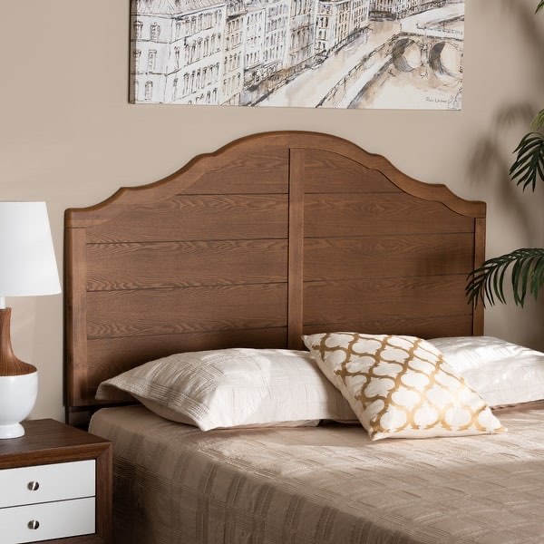 Clive Vintage Traditional Ash Walnut Finished Wood Headboard - King, by Braxton Studio