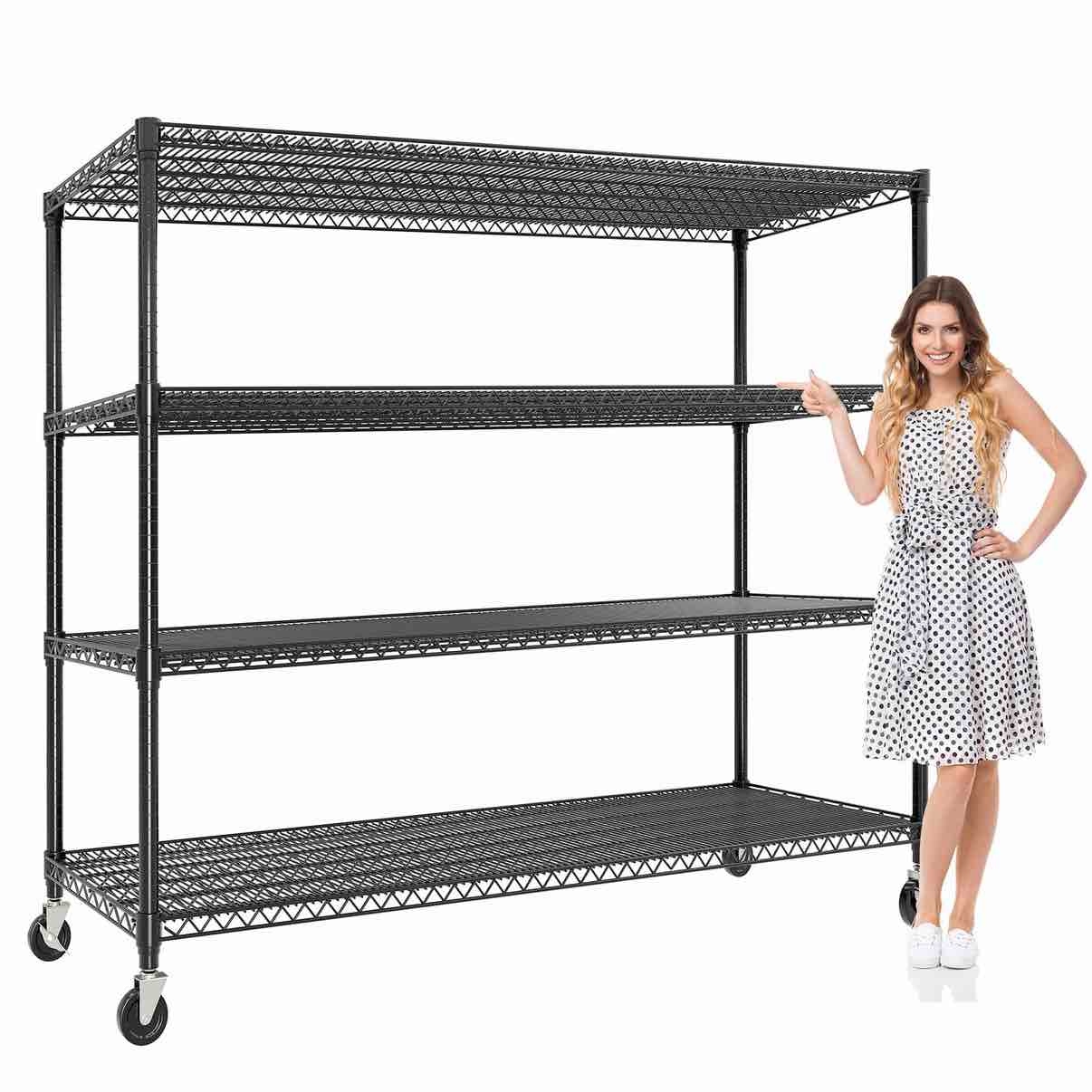 garvee 59"w storage shelves heavy duty garage shelving units with 4-tiers wire shelving rack for garage/pantry/kitchen