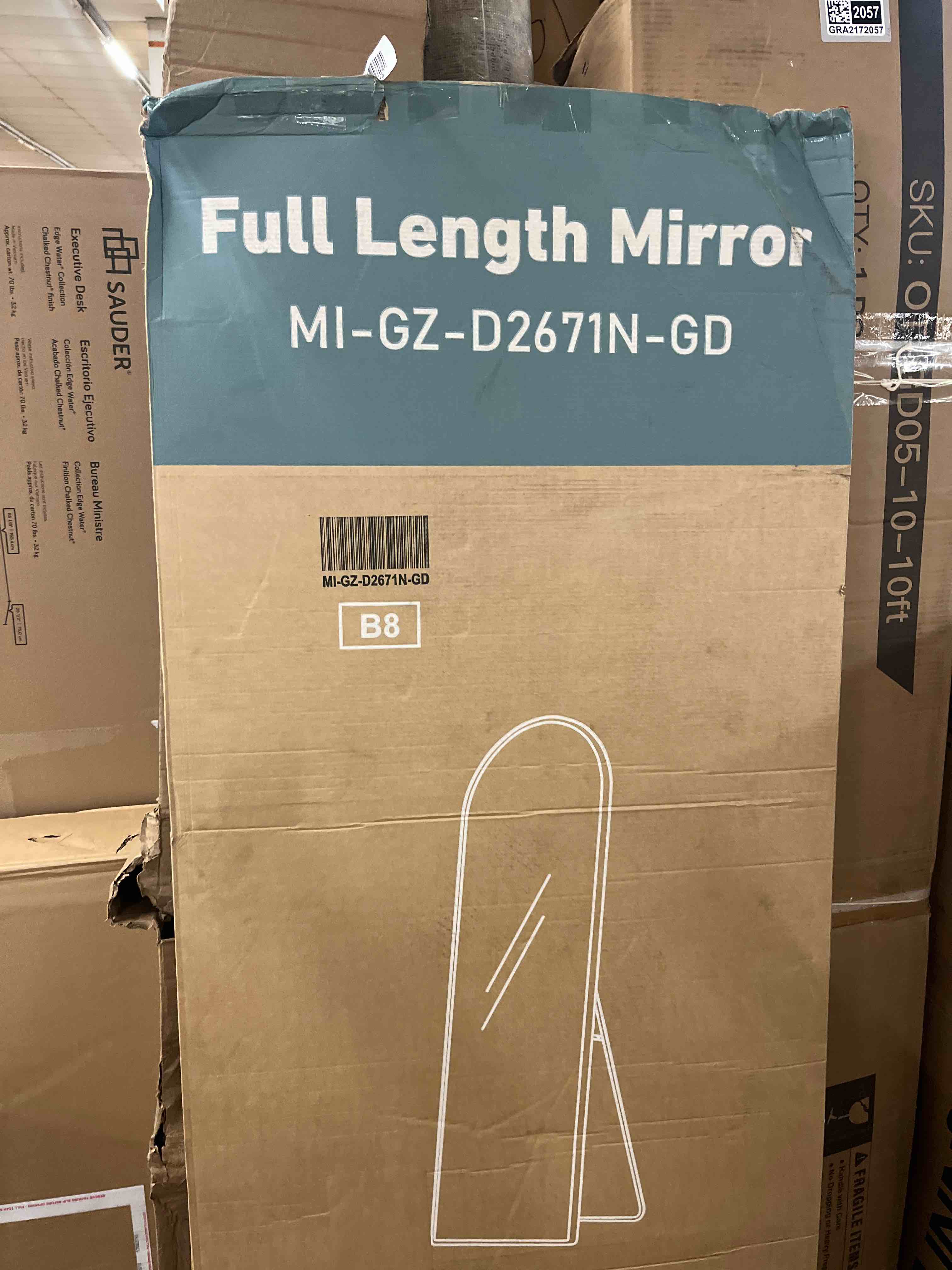 Condition photo showing New/Like New for dewfig 71"x26" arched full length mirror, free standing leaning or wall-mounted mirror, aluminum frame modern mirrors for living room, bedroom, cloakroom, gold