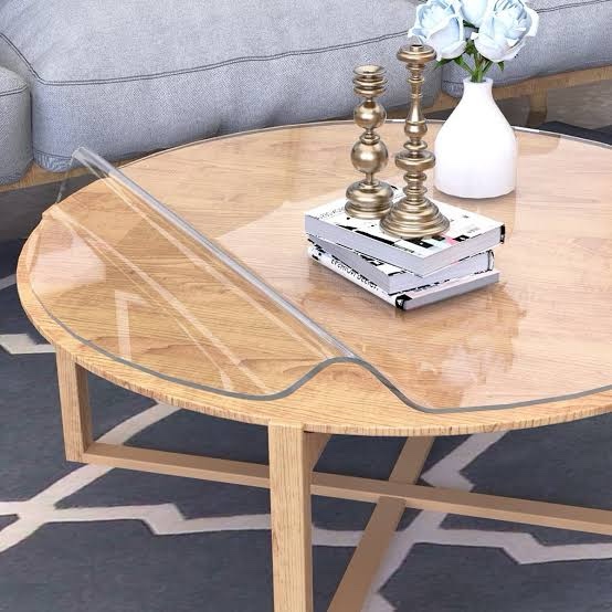 etechmart dia. 60 inch clear round table cover, 2mm thick round plastic table protector, waterproof pvc tablecloth, vinyl circle table top protector for coffee table, dining room table