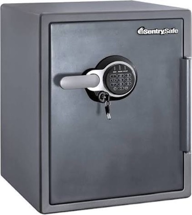 sentrysafe fireproof and waterproof gray steel home safe with digital keypad lock, floor safe with interior lighting secures money, documents, 2.05 cubic feet, sfw205gqc