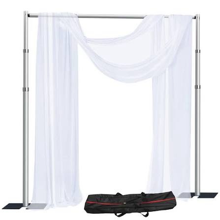 slow dolphin 10x 10ft pipe and drap backdrop stand kit,heavy duty adjustable frame backdrop stand for event, birthday party, displays and wedding decoration.