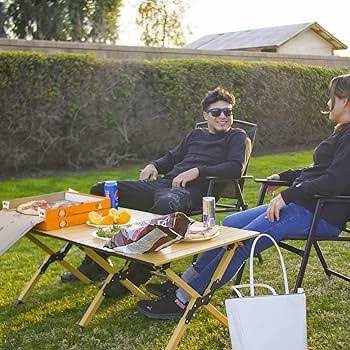 (2)folding camping table, lightweight roll-up table aluminum low portable picnic table with easy carrying bag for outdoor, beach, picnic, backyards, bbq and party, 45.7"l x 24"w x 17.3"h