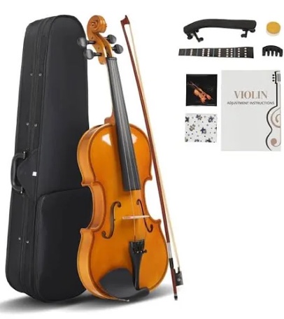 LeSage Violin 4/4 Full Size Set for Beginners & Adults-Complete Kit with Hard Case, Tuner, Rosin, Wood Shoulder Rest, Bow and Extra Strings & More