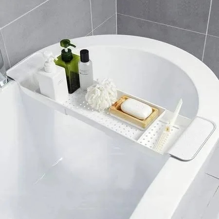 madesmart expandable bath shelf - white | bath collection | non-slip grip | fits most tubs 30.87  x 6.81  | bpa-free