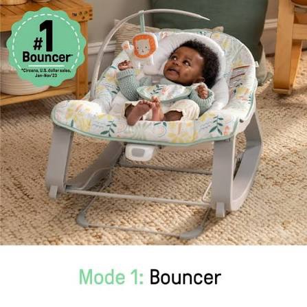 Condition photo showing New/Like New for ingenuity keep cozy 3-in-1 grow with me vibrating baby bouncer seat & infant to toddler rocker, 0-30 months up to 40 lbs (madi)