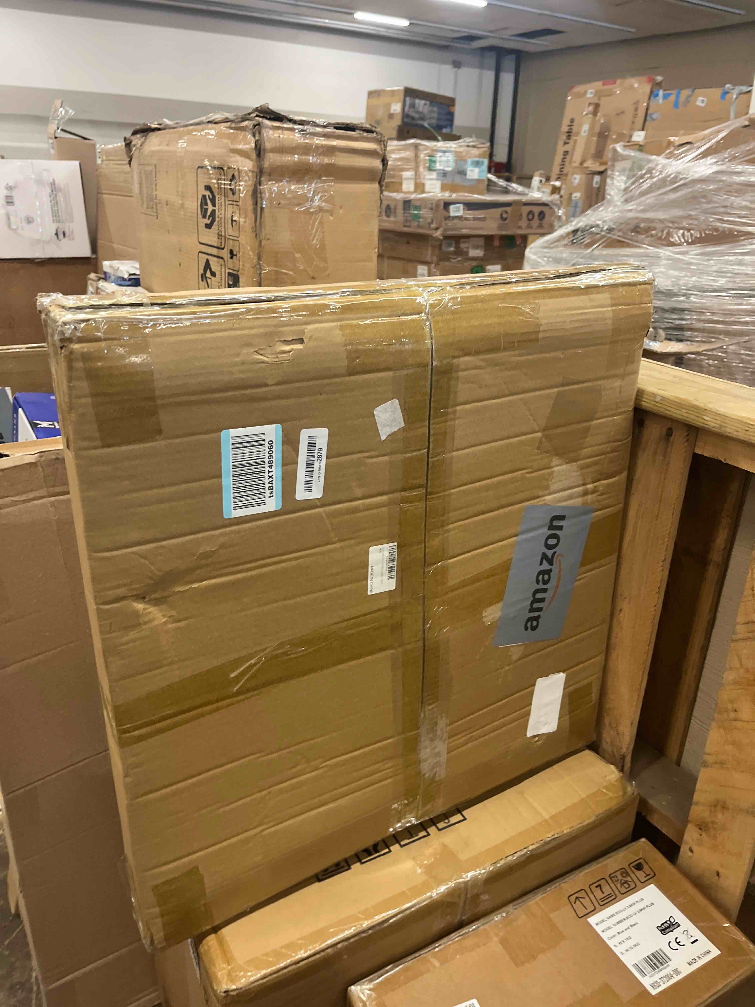 Condition photo showing New/Like New for foldable grid wall panels, gridwall panels with folding baskets, tool-free assembly and folding, for storage and retail merchandise display (black)