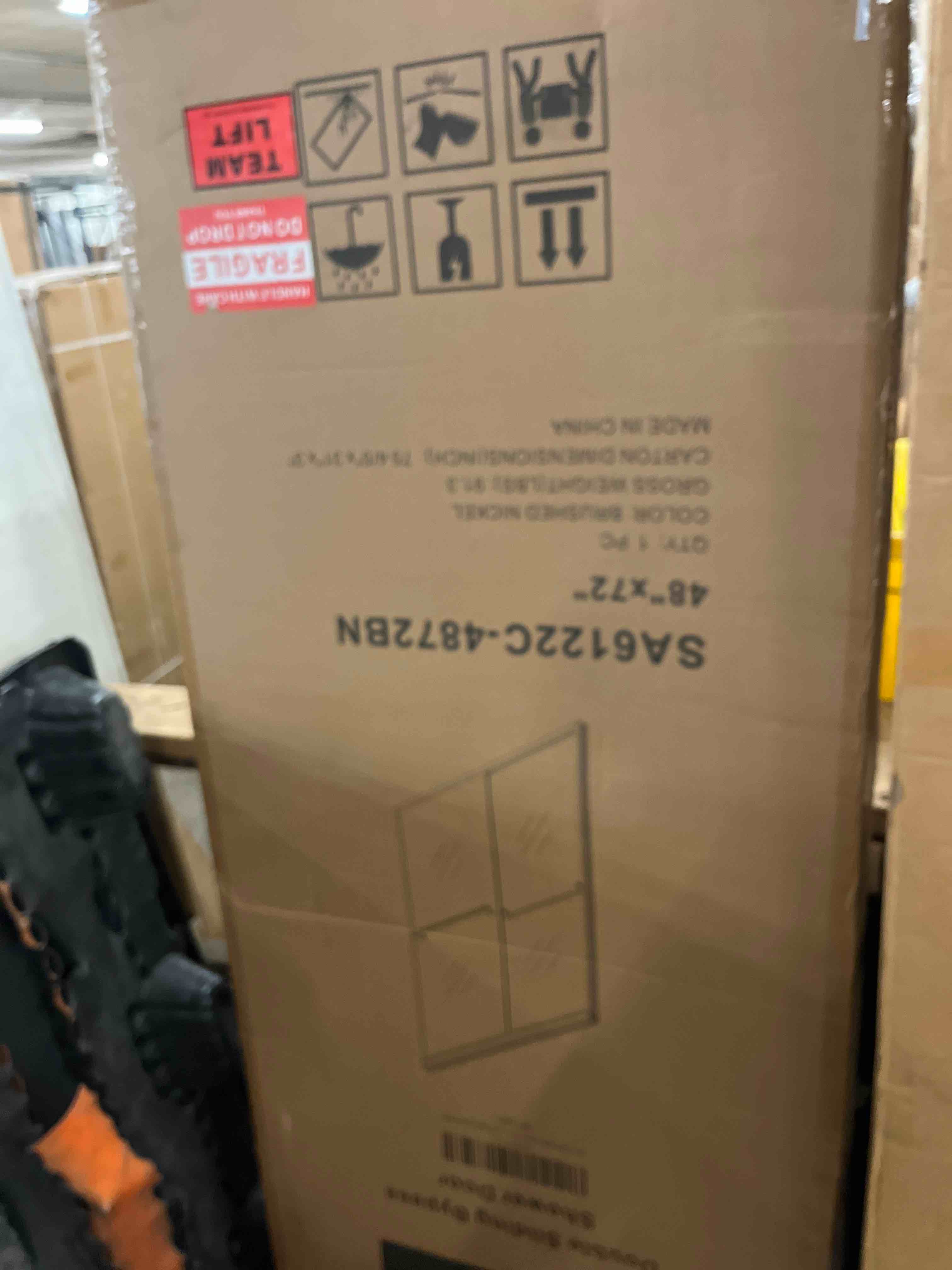 Condition photo showing New/Like New for enso senka 44-48" w x 72" h semi-frameless bypass sliding shower door, easy clean treated clear tempered glass, brushed nickel