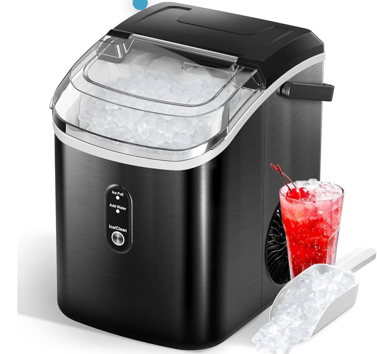 Nugget Ice Maker Countertop, FREE VILLAGE Pebble Ice Maker Machine, 33Lbs/Day, Self-Cleaning & Quiet, Portable Ice Machine with 1.2Qt Water Reservoir, Ice Scoop and Basket for Home Office Party RV