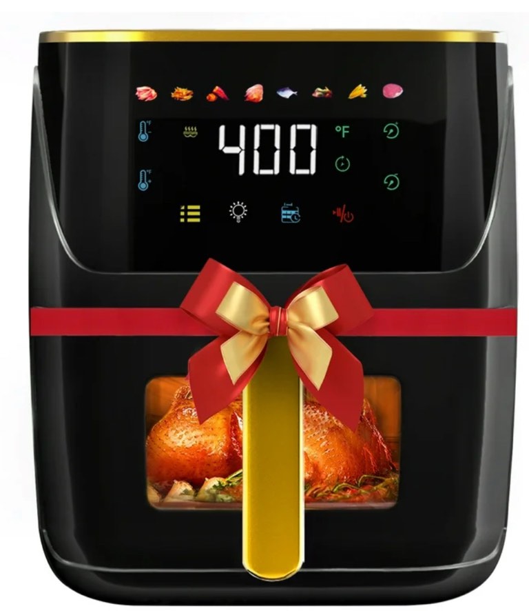 Bluebow Newest Air Fryer Large 8.5 QT, Black, 8 in 1 Touch Screen, Visible Window, 1750W