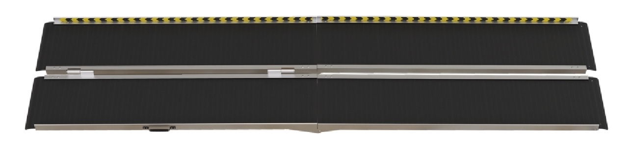 HOMCOM Wheelchair Ramp, 10FT Foldable Threshold Ramp, Aluminum Handicap Ramp with Non-Slip Surface, Transition Plates Above and Below for Home, Doorways, Steps, 600lbs Capacity