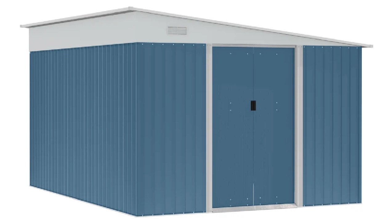 Outsunny 11' x 9' Metal Outdoor Storage Shed, Tool House with Double Lockable Doors for Backyard, Patio, Lawn, Garage, Blue ( Incomplete Box 3 of 4 ONLY)