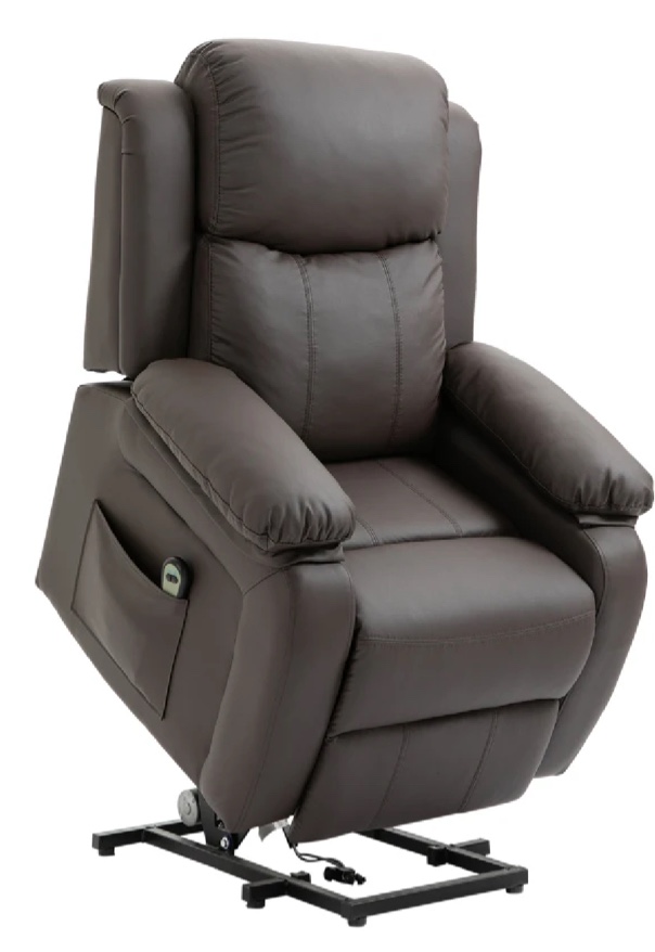HOMCOM Living Room Power Lift Chair, PU Leather Electric Recliner Sofa Chair for Elderly with Remote Control, 3 Positions, Side Pockets, Extended Footrest, Brown ( Incomplete Box 2 of 2 ONLY)