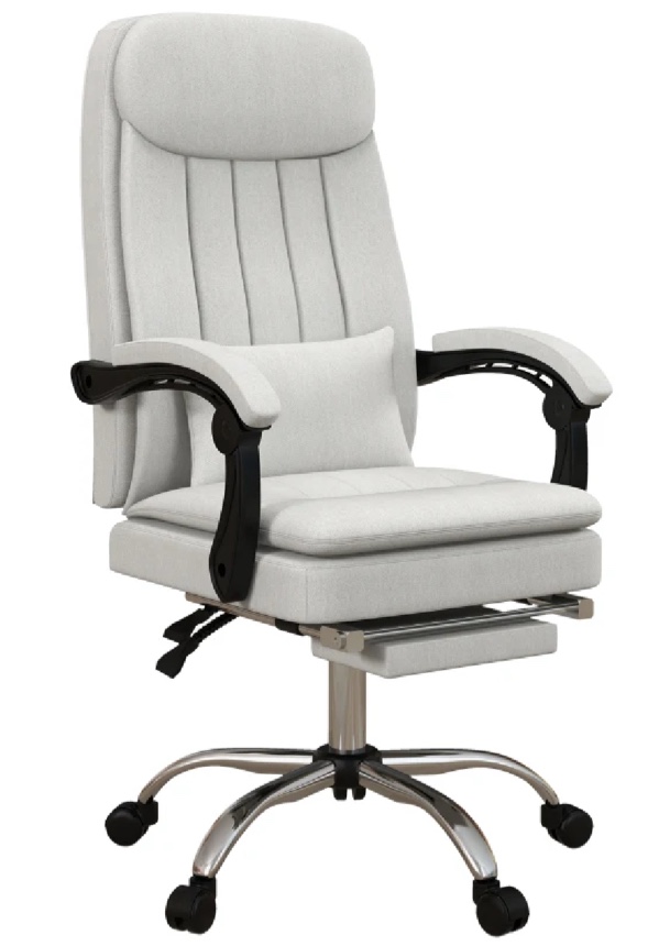Vinsetto Executive Office Chair with Vibration Massage, Microfibre Swivel Desk Chair, Heated Reclining Computer Chair with Lumbar Support Pillow, Footrest, Cream White