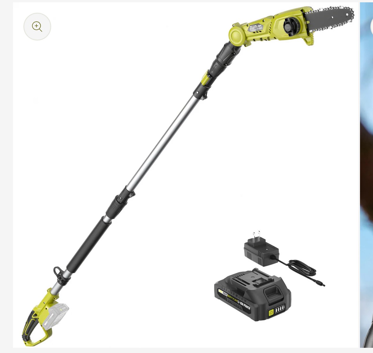 SEYVUM Cordless Pole Saw 8-Inch for Tree Trimming, Reach up to 15 feet, Auto Oiling, Multi-Angle, Telescoping Tool-Less Electric Pole Saw, Tree Trimmer with Battery & Charger