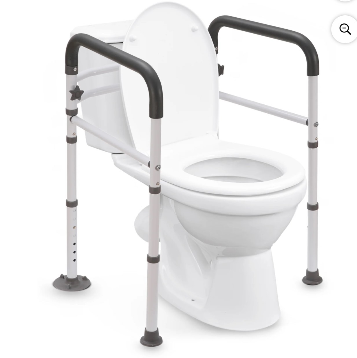 Naipo Toilet Safety Rails Frame with Handles for Seniors & Disabled, Adjustable Aluminium Supports up to 300Lbs, Fits Most Toilets