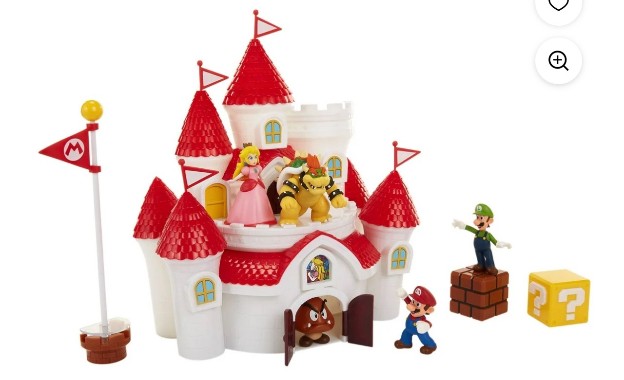 Nintendo Super Mario Deluxe Mushroom Kingdom Castle Playset with 5 2.5" Articulated Action Figures & 4 Accessories (Includes Mario, Luigi, Princess Peach, Bowser) ( Incomplete)