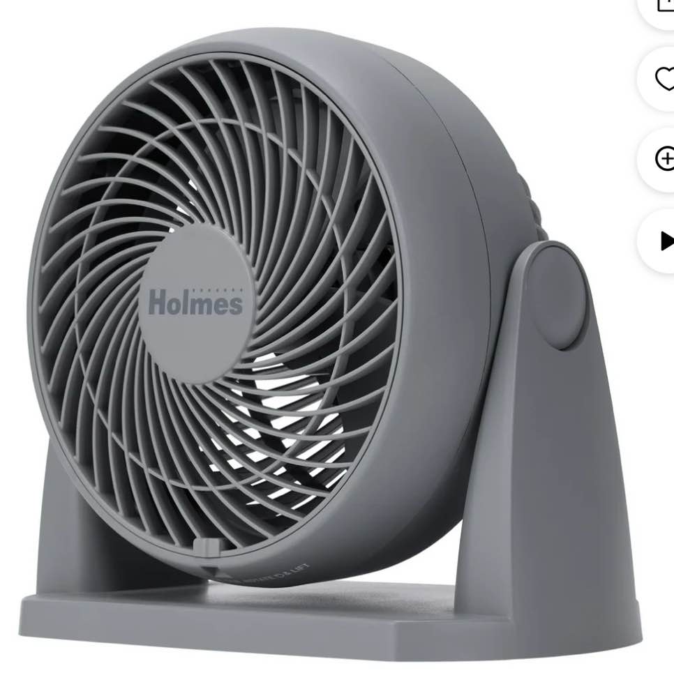 Holmes Blizzard Air Circulator Fan, 3 Speeds, 90° Tilt, Removable Grill, Cool Grey