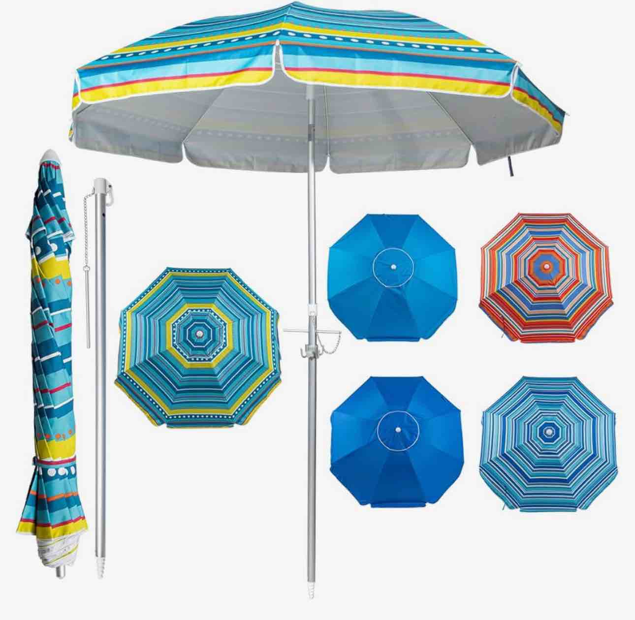 Snail Beach Umbrella Outdoor Portable Sunshade Umbrella for Sand & Sun UPF 50+ Protection High Wind Beach Umbrellas with Sand Anchor Tilt Aluminum Pole Air Vent and Carry Bag