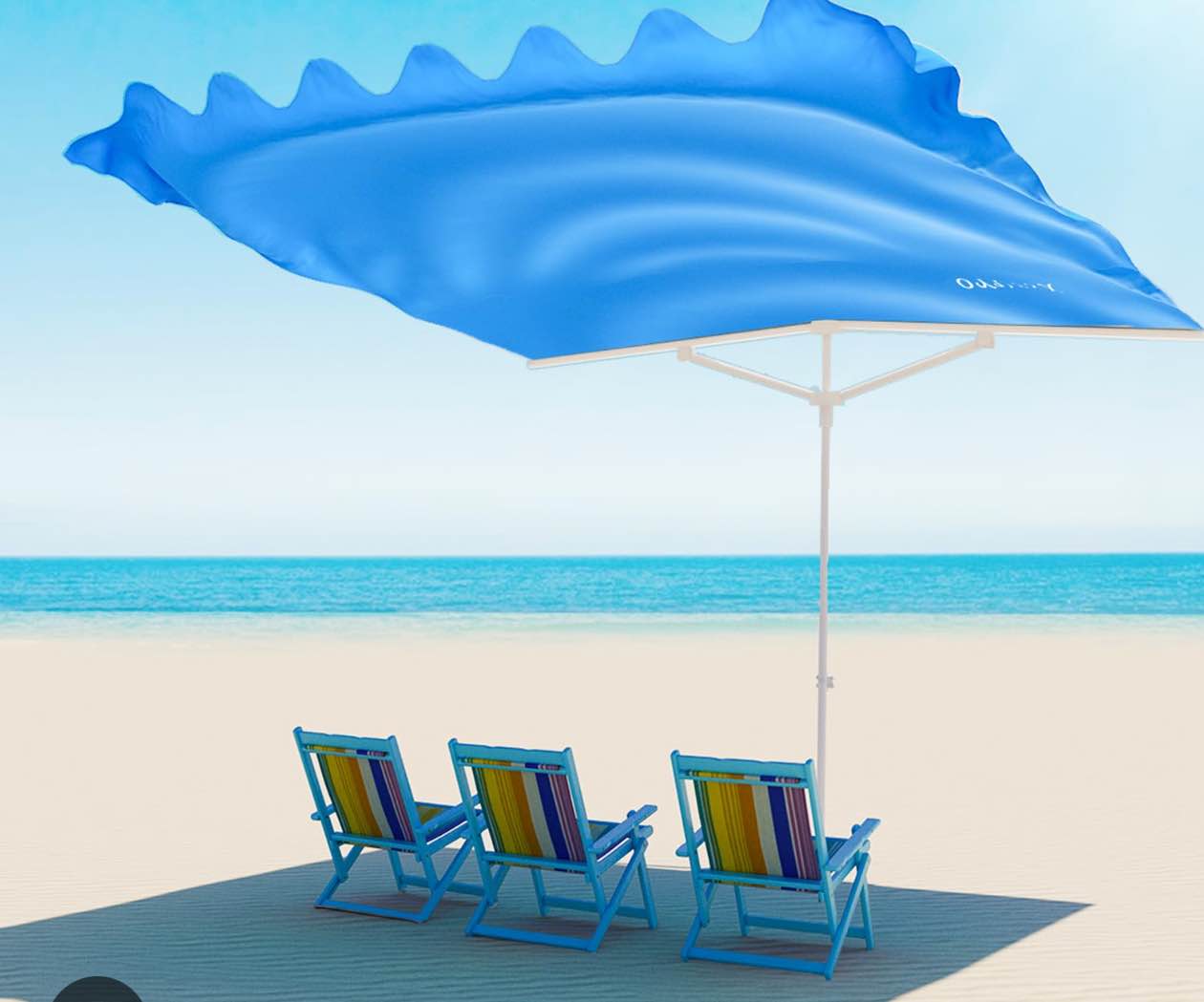 Beach Shade,UPF50+ Portable Beach Shade Tent, Beach Shade Canopy Wind Sail for Outdoor Beach,Self-Adjusts As The Wind Shifts,Simple and Fast Sets up,Shelter for Outdoor Beach (White and Blue) White and Blue-1