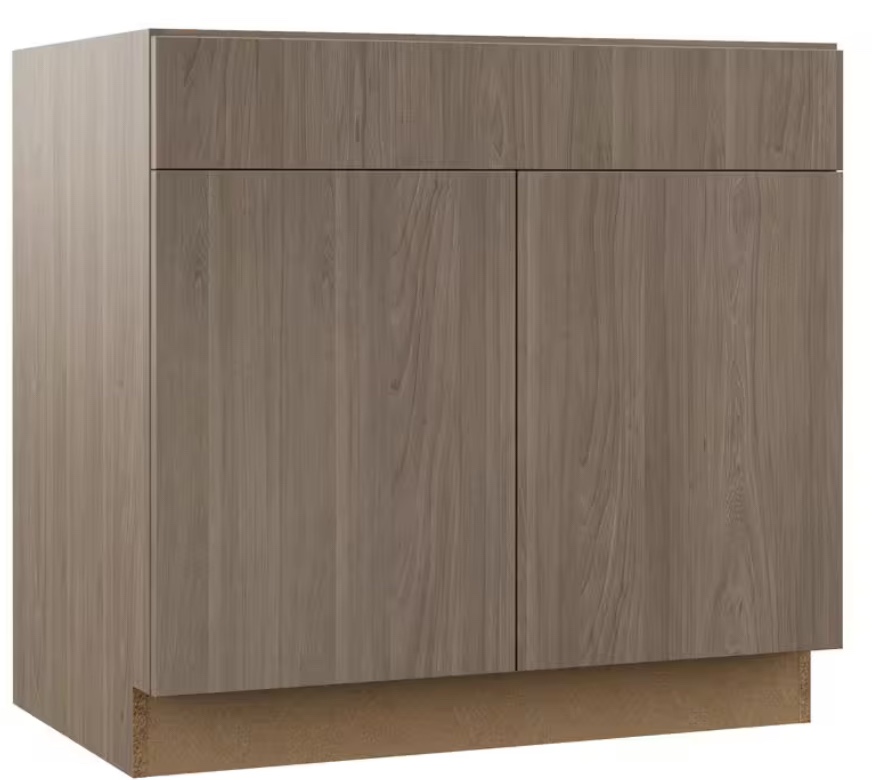 36" W x 34.5" H x 22" D Sink Base Kitchen Cabinet in Driftwood ( Broken)