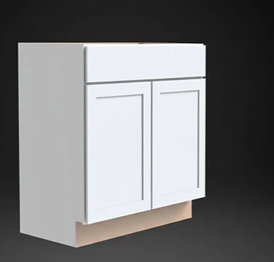 30” W x 34.5” H x 21” D Polar White Shaker Base Kitchen Cabinet ( Damage in Bottom)