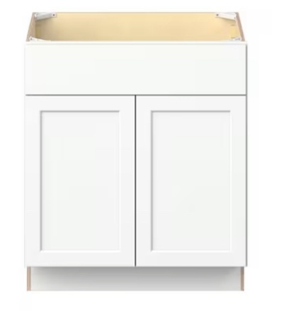 30” W x 34.5” H x 21” D PURE WHITE VANITY SINK BASE PLYWOOD CABINET