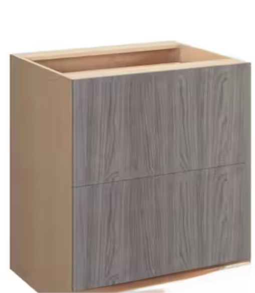 Saratoga Slab 27 in. W x 24 in. H x 22 in. D in Greywood Plywood Assembled 2-Drawer Base Cabinet