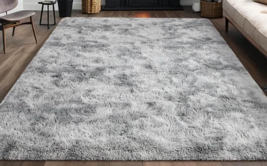 Antonije Tie Dye Shag Area Rug in Gray