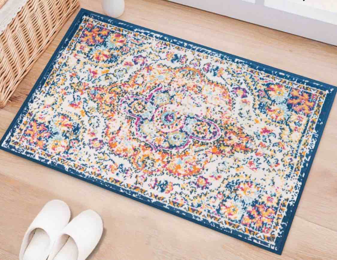 Beverly Oriental Orange/Blue/Cream Area Rug