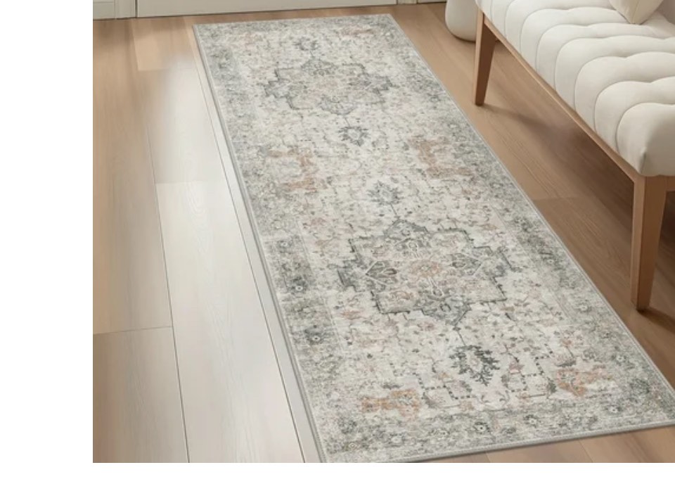 KUETH Modern Area Rug 2x10 Non Slip Hallway Runner Rug, Low Pile Machine Washable Rugs for Entryway, Hallway, Kitchen and Corridor, Light Taupe Brown ( Dirty Needs Cleaning)