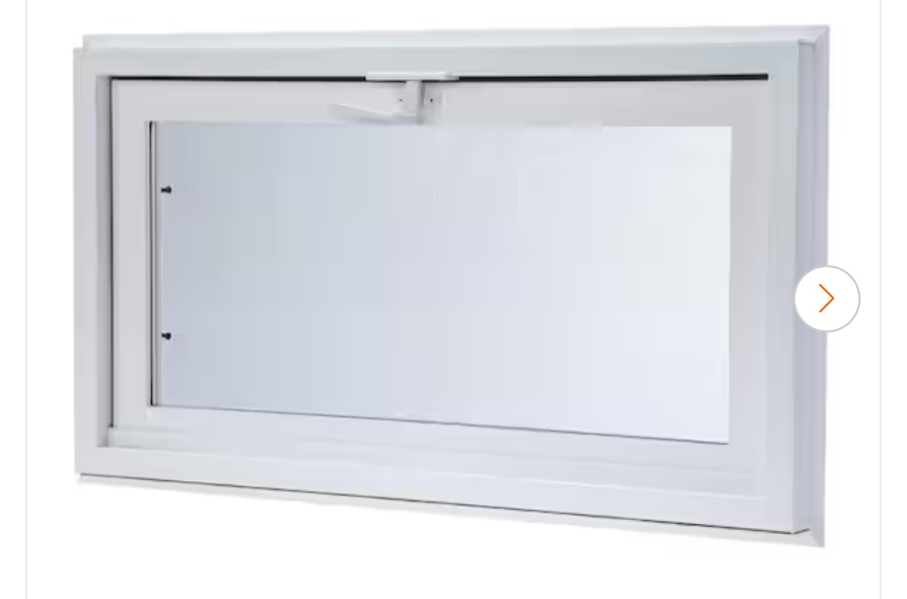 32.25 in. x 22.25 in. White Double-Pane Insulated Glass Hinged Vinyl Hopper Inswing Basement Window with Screen