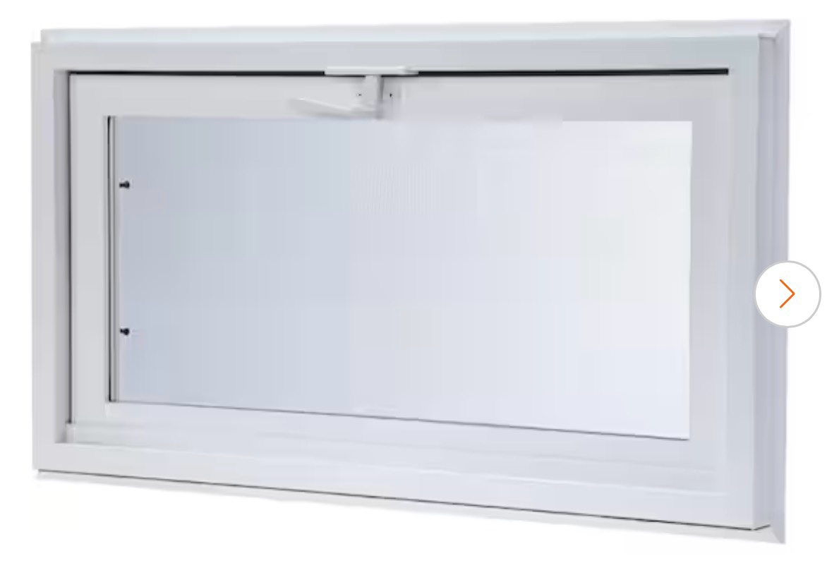 32.25 in. x 22.25 in. White Double-Pane Insulated Glass Hinged Vinyl Hopper Inswing Basement Window with Screen