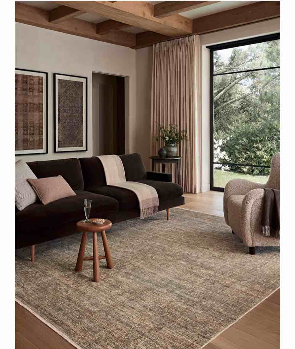 Loloi Amber Lewis Molly Collection MOL-07 Tobacco/Sage 5'-3" x 7'-9" Low Pile Area Rug