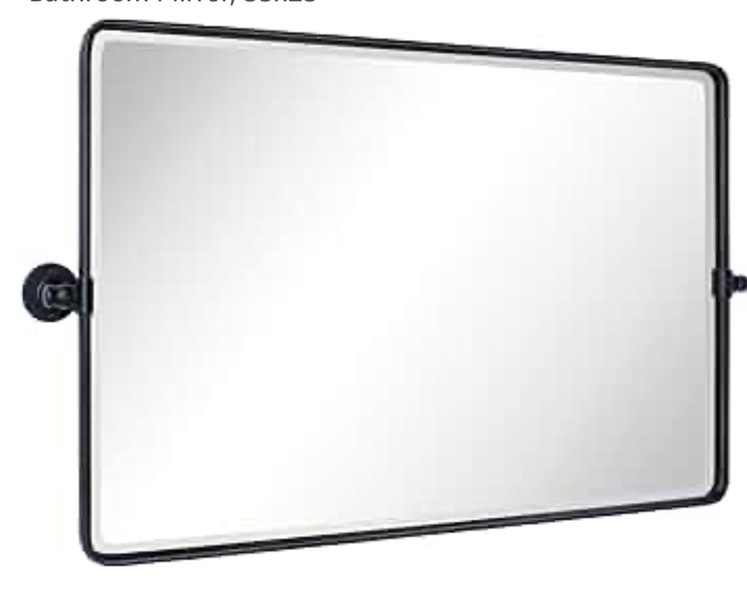 TEHOME 35x23'' Horizontal Farmhouse Black Metal Framed Pivot Rectangle Bathroom Mirror Tilting Beveled Vanity Mirrors for Wall