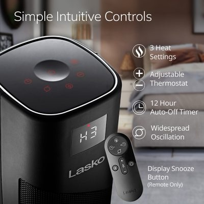 Lasko 32" Oscillating Ceramic Tower Space Heater with Remote