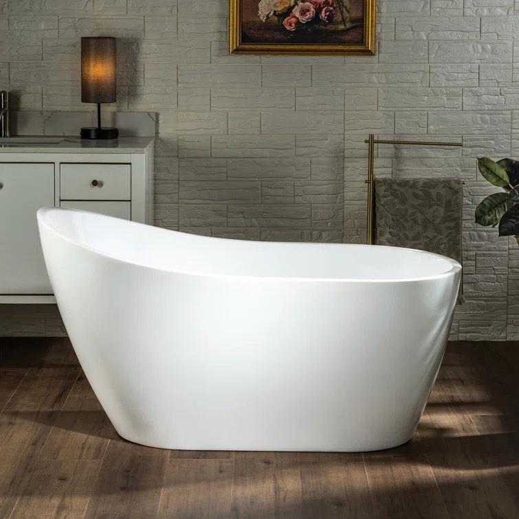 Freestanding Soaking Acrylic Bathtub with Reversible Drain