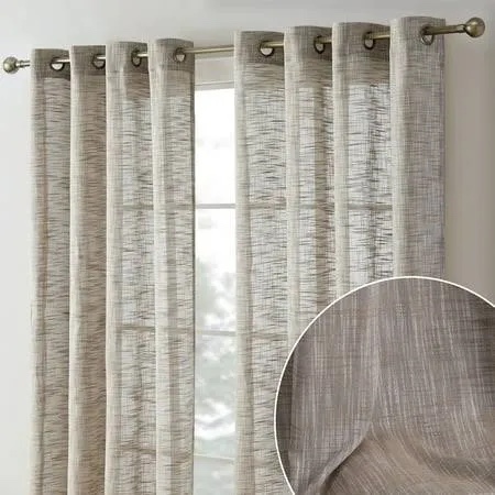 THD Harley Faux Linen Textured Semi Sheer Sun Light Filtering Window Grommet Curtain Panels 2 Panels