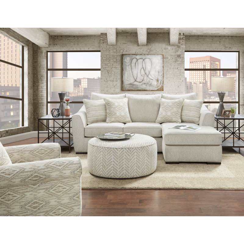 Lantilly 95.5'' Upholstered 3 Seater Sofa & Chaise in Beige with Light Brown Wooden Legs