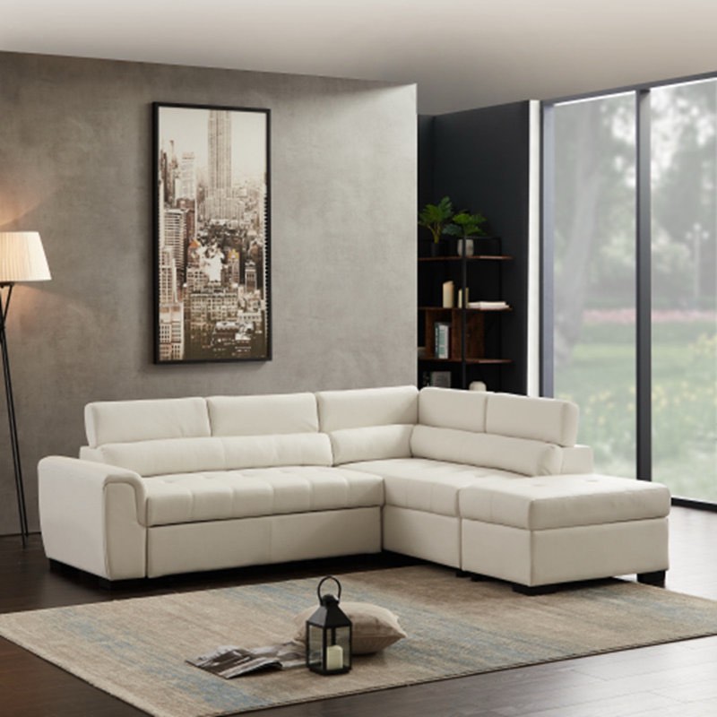 Davany Upholstered Leather Chaise in White. Chaise half of sectional only, in brand new condition