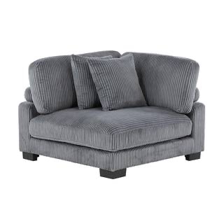 Turbo Gray Corduroy Upholstery Corner Seat Arm Chair