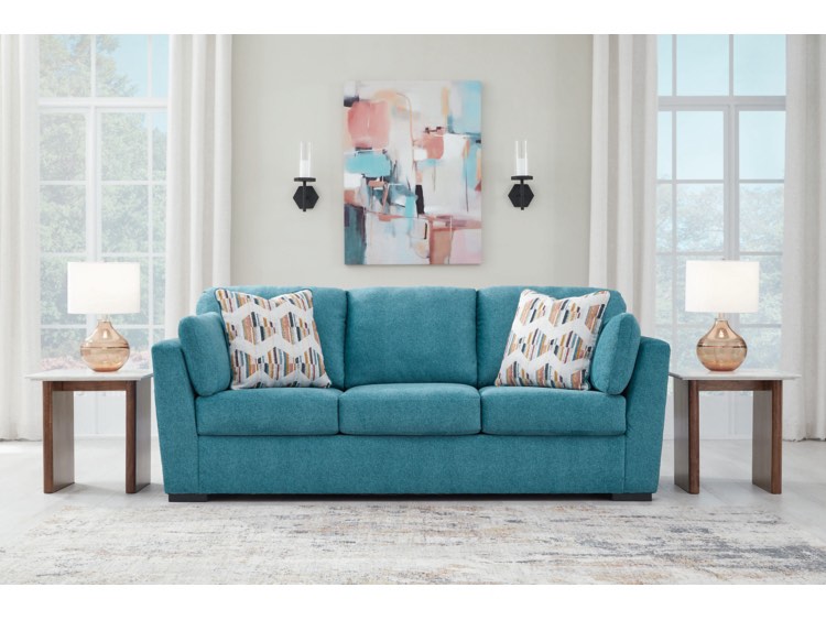 Keerwick Vintage Style 3 Seater Sofa Bed in Soft Teal, Full Size Pull Out Bed