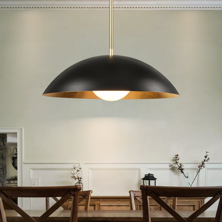 Lebone 1 - Light Ceiling Light. Matte Black Iron/Opal Bowl Pendant. Overall Minimum Height 30'' H Overall Height (Hanging) 109'' H Overall Product Weight 16.7 lb. Overall Maximum Height 109'' H