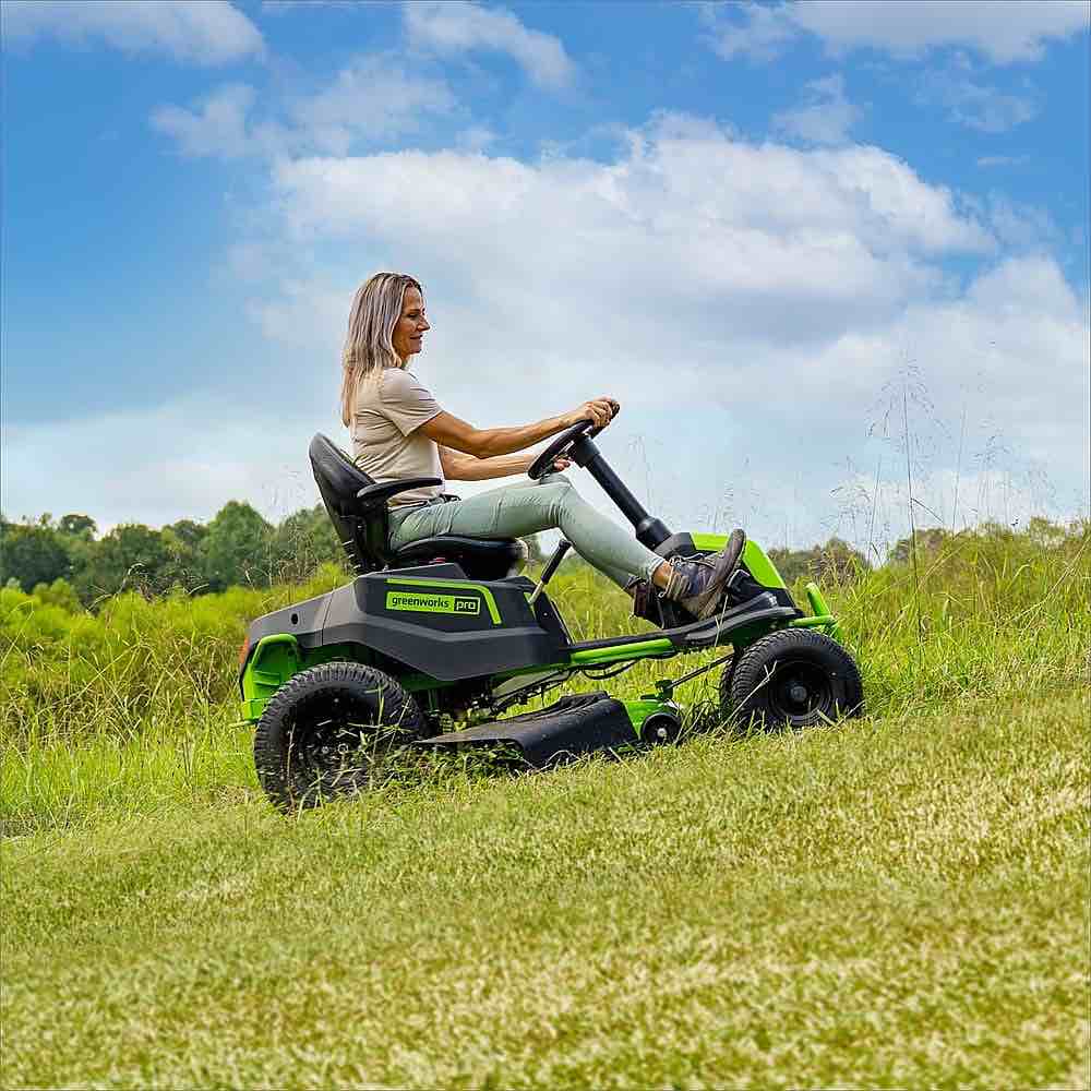  Green Works 80V 42" CORDLESS BATTERY CROSSOVERT RIDING LAWN MOWERRow 13/14, TOP DOLLAR