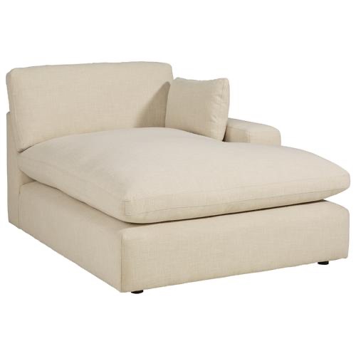 Elyza Collection Left-Arm Facing Chaise Lounger in Linen Beige with Slip Cover