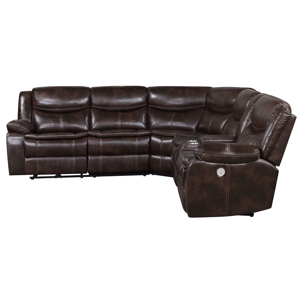 Modular 5 Seat Vegan Leather Manual Recliner with Console