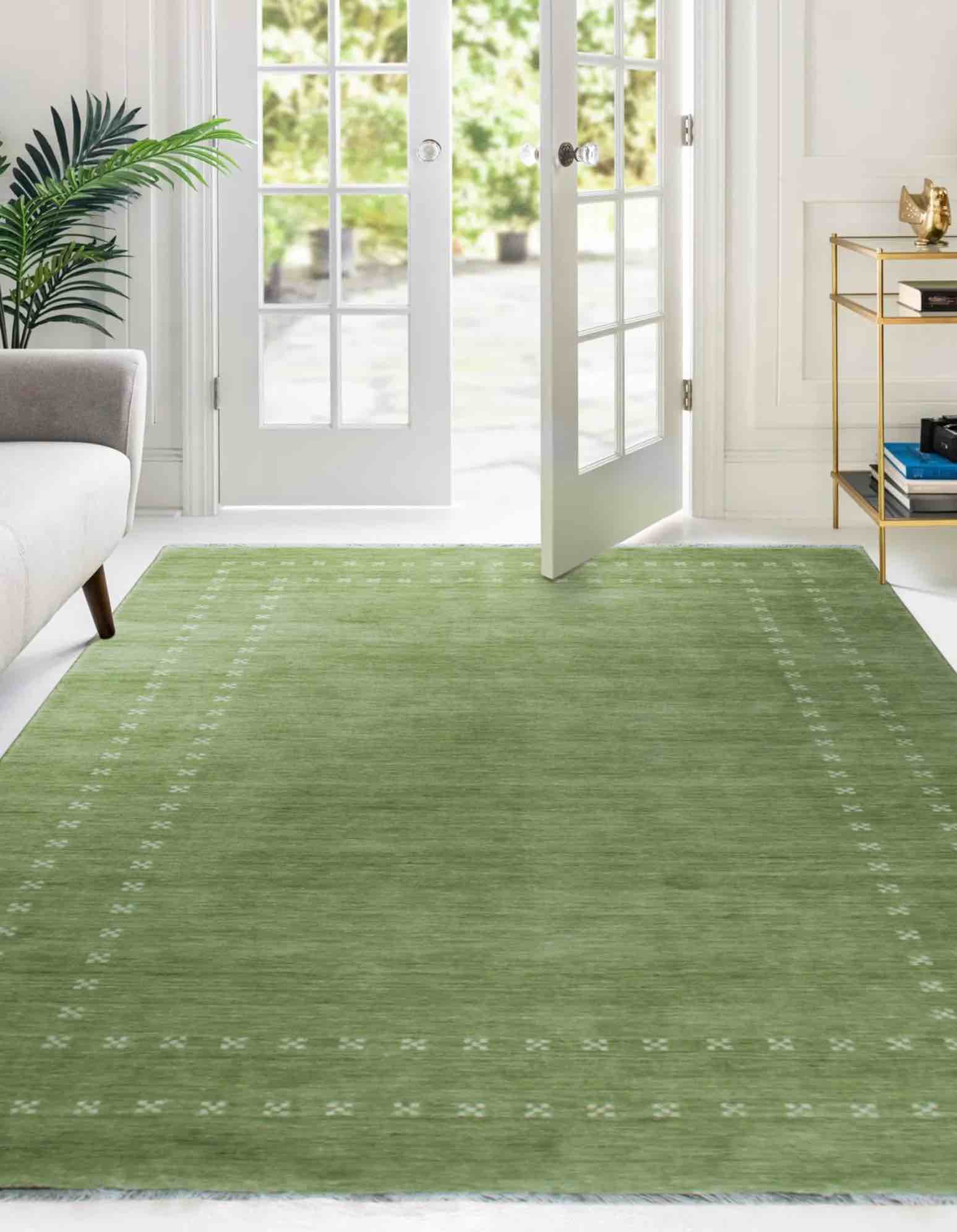 EORC Area Rug for Bedroom and Home Décor - Handmade Wool Lori Baft Oriental Rug Provides Comfort and Beauty for Everyday Use, Indoor Floor Carpet for Living Room, & Entrance, 9ft x 12ft, Olive