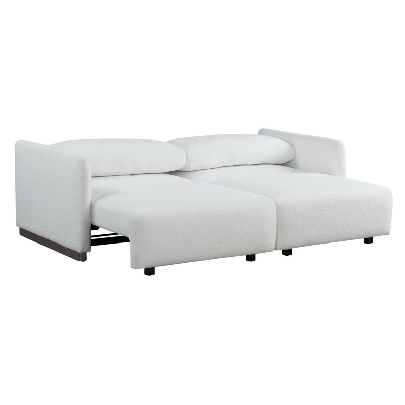Serta Durango 86" Upholstered Boucle White Queen Size Convertible Sleeper Sofa with Grey Finished Wooden Bases
